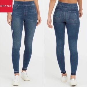 SPANX Blue Jeggings High-Rise Stretch Fit Women’s Med Wash | Size: S